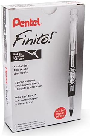 Порест дръжка Pentel Finito с тънък връх, черно мастило, 2 опаковки (SD98BP2A)