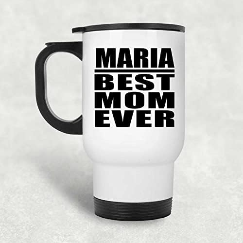 Designsify Maria най-Добрата Майка На света, Бяла Пътна Чаша 14 грама, на Изолиран Чаша от Неръждаема Стомана,