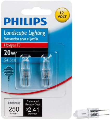 Лампа Philips Outdoor Landscape T3 250 Лумена, Мека бяла светлина (2800 К), 20 W, 12 Волта, Двухконтактное основа,