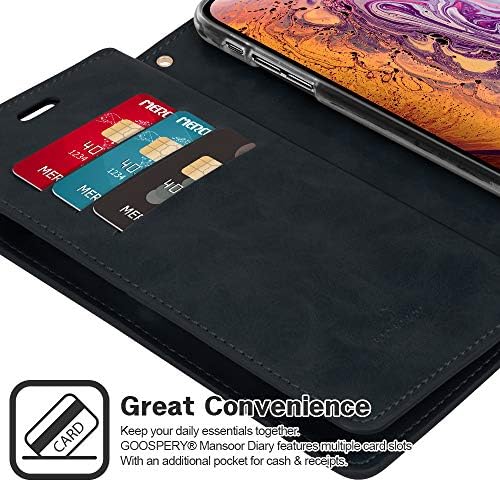 Чантата Goospery Mansoor за Apple iPhone Xs Max Case (2018 г.), двустранен държач за карти, флип-надолу корицата