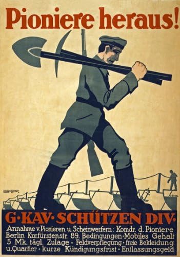 WA86 Ретро военен Плакат с набиране на немски сапьорите времето на Първата световна война G. Cavalry WW1, Повторен