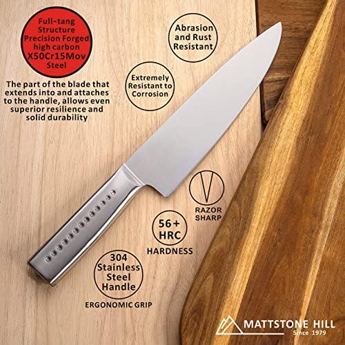 Комплект кухненски Ножове Нож на Главния готвач и Кухненски Ножици, Професионални Кухненски Принадлежности MATTSTONE