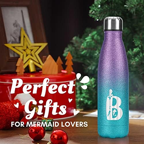 Onebttl Подаръци в стил Русалка за момичета и жени, лъскава бутилка за вода от неръждаема стомана, детска бутилка