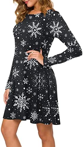 Винтажное рокля за Жените, Коледна Рокля, Ежедневното Класическо Чаено Рокля с Дълъг Ръкав и V-образно деколте,