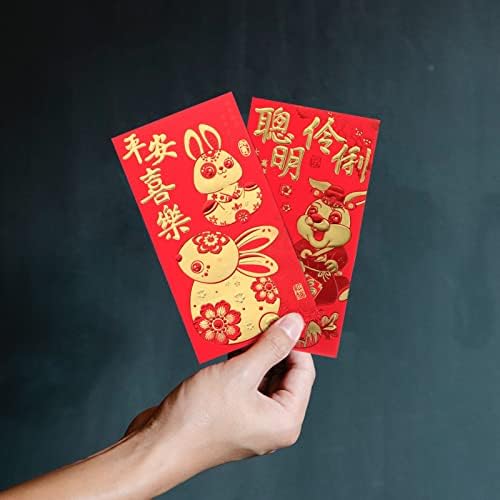 Toddmomy Китайски Червен Плик 48шт Китайската Нова Година Червени Пликове Година на Заека Щастливи Пари Червени