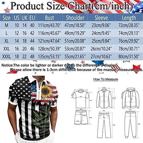 Мъжки Ризи Поло с Флага на САЩ, Патриотични Фланелки на 4 юли, Летен Ежедневни Тениски с 3D Принтом и Къси Ръкави,