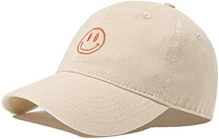 KIGRAD Унисекс бейзболна шапка на Мъжки Дамски Графична Усмихнато Лице Памучен Бродирана шапка За Татко нисък