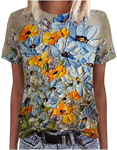 Женска Тениска с Принтом Картини на Ван Гог, Тениски с Рисувани Цветя, Върхове с Известна Импресионистичен на