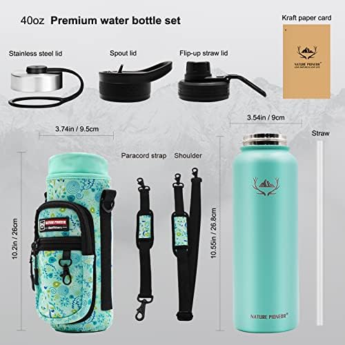 Бутилка за вода с изолация NATURE PIONEOR с държач за Носене - 40 грама, за многократна употреба Вакуум Стомна