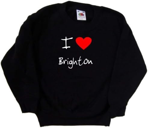 Черна детска Hoody I Love Heart Brighton