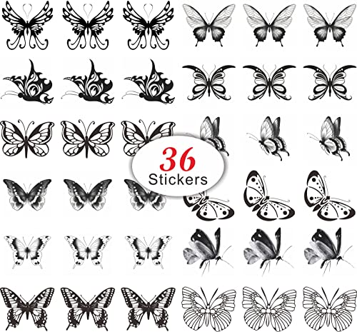 Пеперуда Татуировки 36 Листа серия Black Butterfly Временно за Момичета