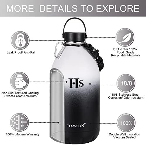 Случайна Бутилка за вода HAWSON 128 грама със Сламен дръжка и Капак Спортен Кана за Вода с обем от Един Галон