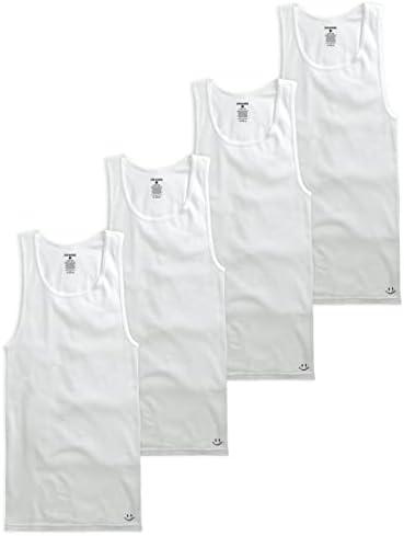 Мъжки тениски Joe Boxer в опаковка от 4 теми - Памучни ризи А-силует без етикети в рубчик за мъже в опаковка