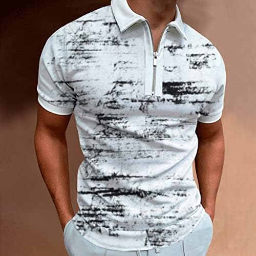 Мъжки ежедневни блуза с отложным яка с цип с принтом Splash Ink в стил хипстер, блузи с къс ръкав, базова тениска