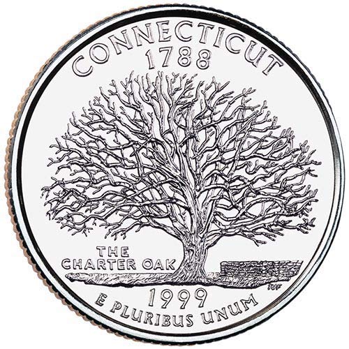 1999, P & D BU Избор тримесечие на щата Кънектикът, Необращенный Монетен двор на САЩ, Комплект от 2 монети