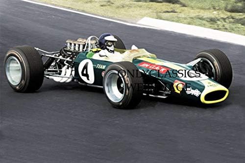 Само Класика През 1968-Джим Кларк Състезател на Lotus Гран При от Формула 1 моторни спортове 12X18 Снимка на