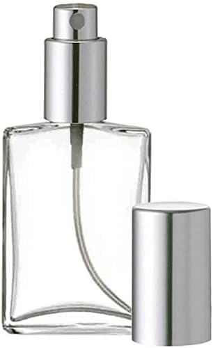Grand Parfums 2 Грама Стъклена Празен Пулверизатор от Духове, ВИСОК Флакон От Плоско Стъкло, Блестящ Алуминий