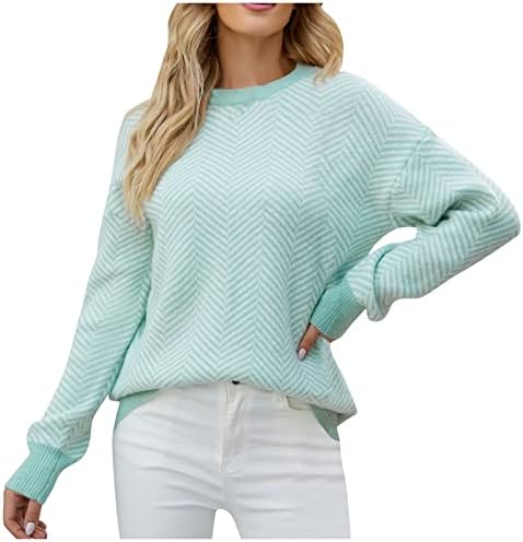 Пуловер Жена, Пуловери, с Крила на прилеп, за жени, Бежово Свитшот с кръгло деколте, Дамски Ризи и Пуловери,