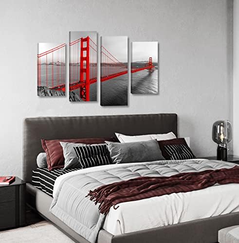Мостът Голдън Гейт монтаж на стена Арт Декор Спални Червен Плакат с изображение на Хоризонта Сан Франциско,