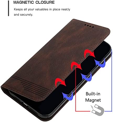 Съвместима за Samsung Galaxy S23 Чанта-портфейл На Допир, Здрав Магнитен Кожен калъф със стойка за притежателите