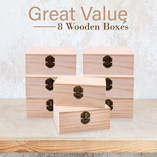 8 Дървени Кутии Pk за Бродерия, Непълни Дървени Кутии размер 5,875 инча х 3,8 инча х 2 инча