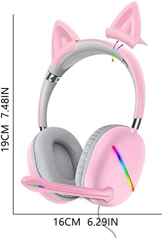 Слушалки YUUAND Cat Ear 7.1 Детска Жични Слушалки с Микрофон Gamer Surround Sound, RGB Light Xh-m401
